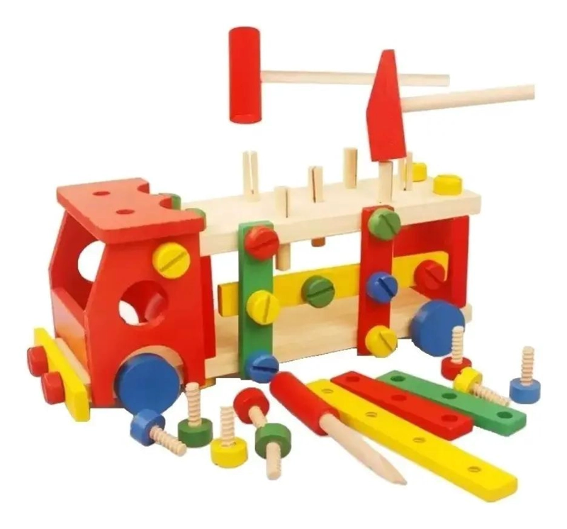 CAMION DIDACTICO DE MADERA CON HERRAMIENTAS PARA NIÑOS - 3