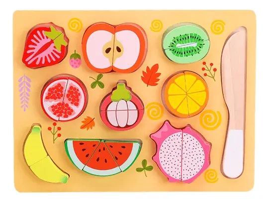 JUEGO DE PUZZLES DE MADERA CORTA FRUTAS 10 PIEZAS - 1