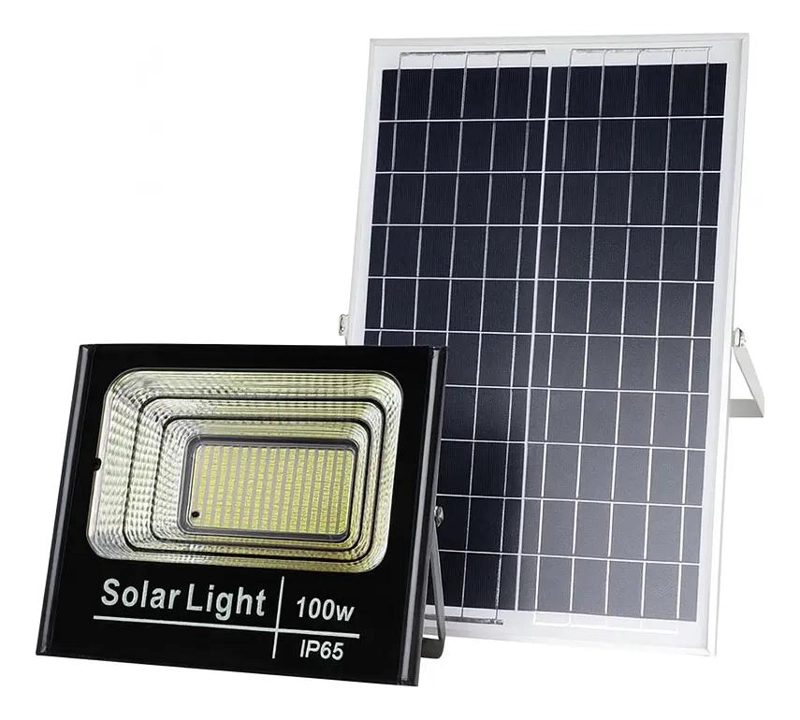 FOCO SOLAR 100W CON PANEL Y CONTROL LED IMPERMEABLE - 1