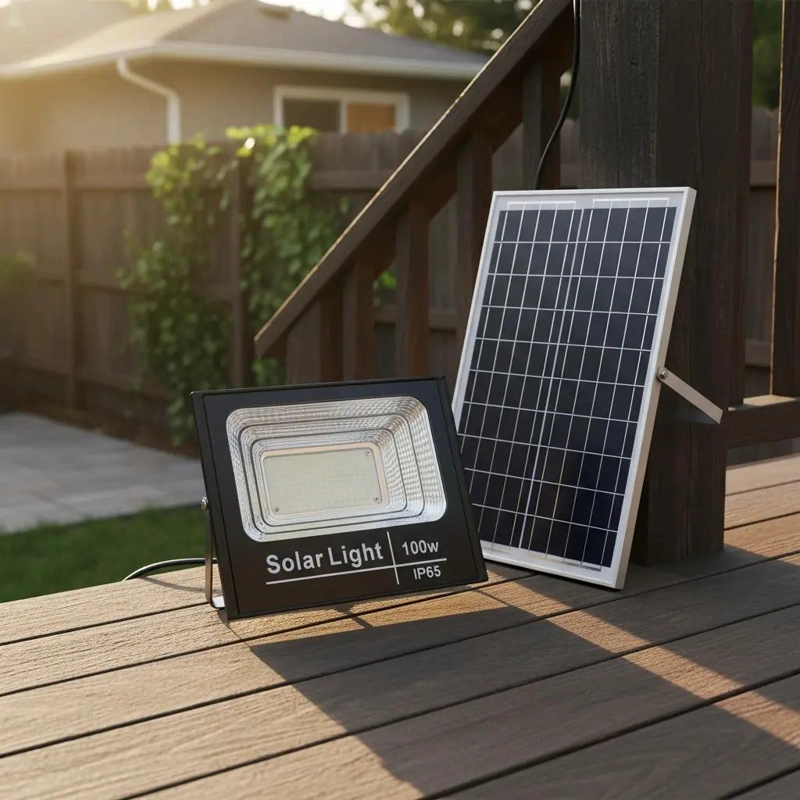 FOCO SOLAR 100W CON PANEL Y CONTROL LED IMPERMEABLE - 2