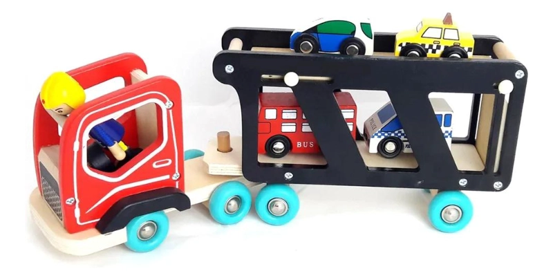 CAMION EDUCATIVO DE MADERA PARA AUTOS MONTESSORI - 1