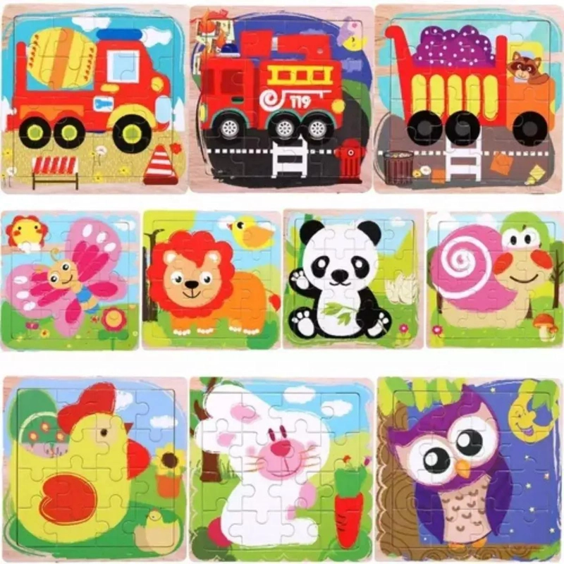 PACK 12 ROMPECABEZAS DE MADERA PARA NIÑOS - 3