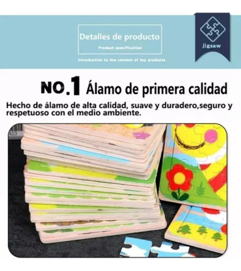 PACK 12 ROMPECABEZAS DE MADERA PARA NIÑOS - 4