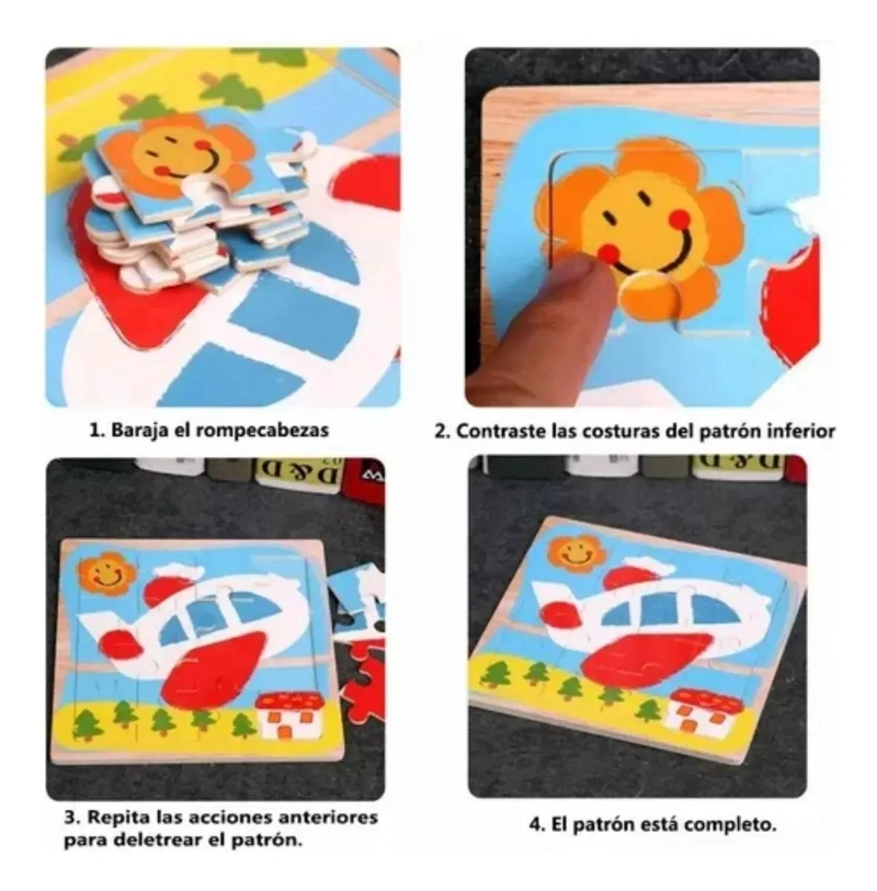 PACK 12 ROMPECABEZAS DE MADERA PARA NIÑOS - 5