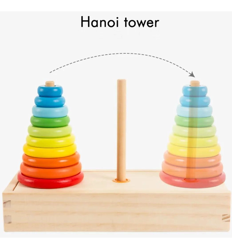 JUEGO TORRE DE HANOI DE MADERA PARA ESTRATEGIA - 1