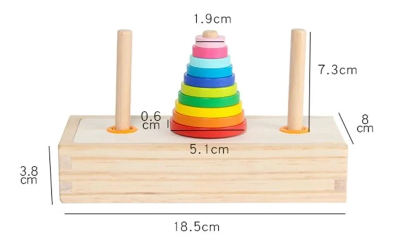 JUEGO TORRE DE HANOI DE MADERA PARA ESTRATEGIA - 2