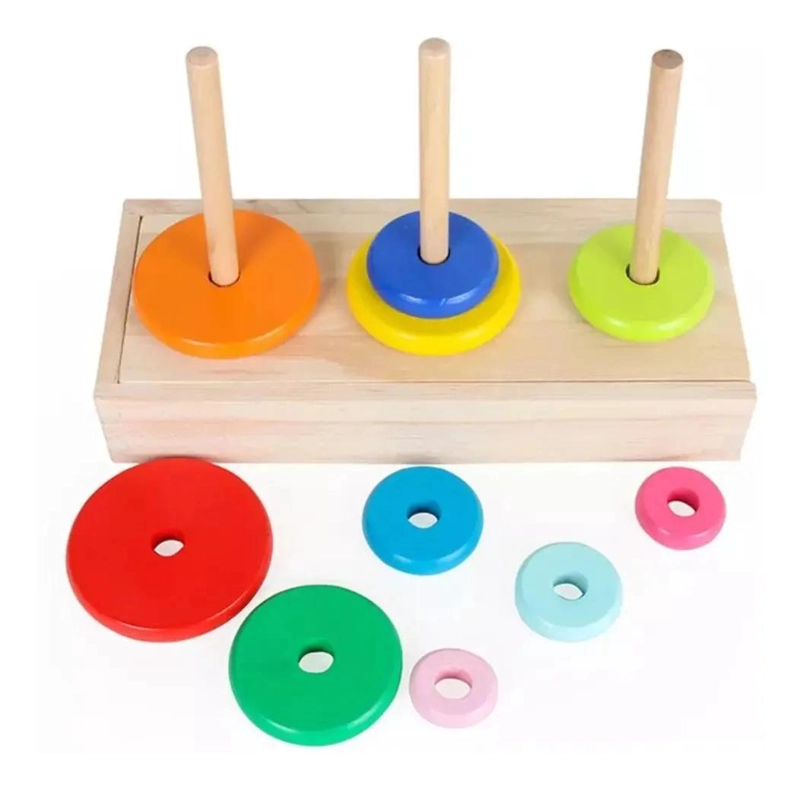 JUEGO TORRE DE HANOI DE MADERA PARA ESTRATEGIA - 5