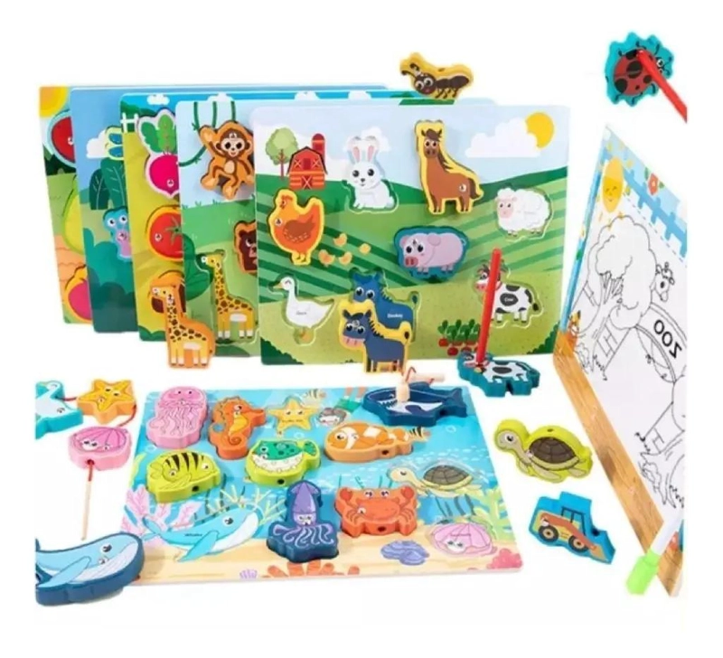 PACK 3 PUZZLES DE MADERA DIDACTICOS DE ANIMALES - 1