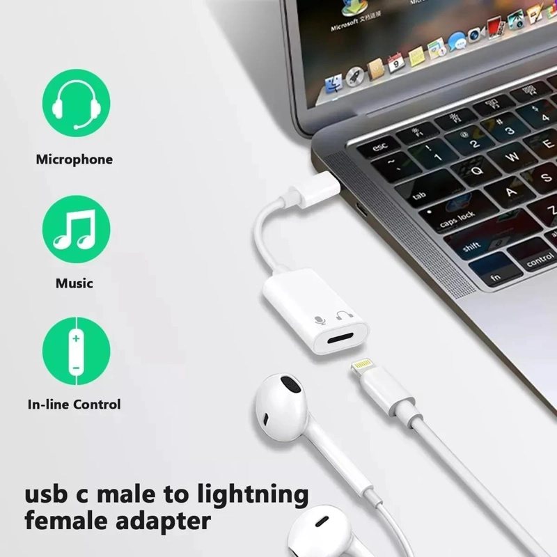 ADAPTADOR USB TIPO C A AUDIFONOS PARA MACBOOK IPAD IPHONE - 3