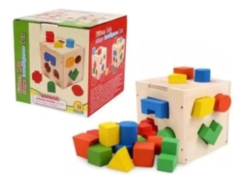 CUBO DIDACTICO DE MADERA CON FIGURAS GEOME TRICAS - 1