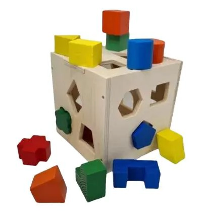 CUBO DIDACTICO DE MADERA CON FIGURAS GEOME TRICAS - 4