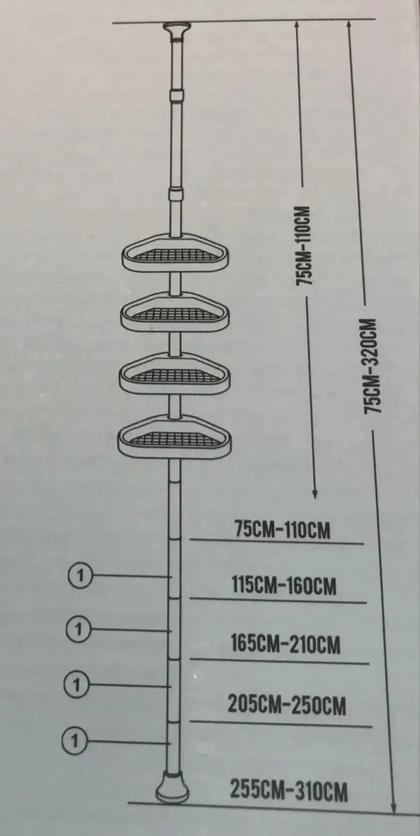 ESQUINERO DE DUCHA AJUSTABLE CON 4 REPISAS - 2