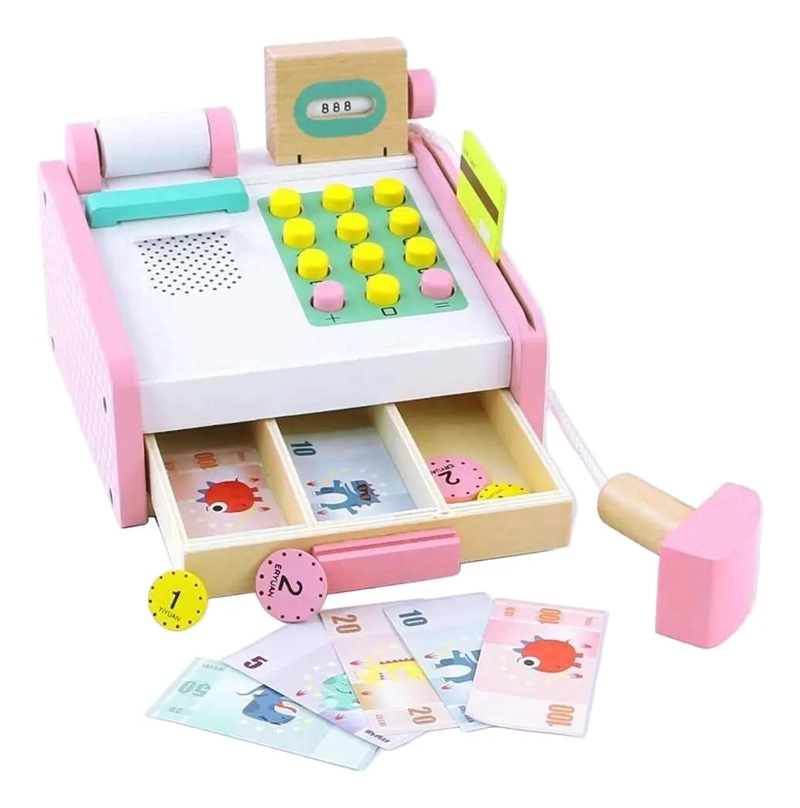 CAJA REGISTRADORA DE MADERA DIDACTICA PARA NIÑOS - 1
