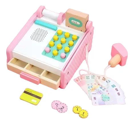 CAJA REGISTRADORA DE MADERA DIDACTICA PARA NIÑOS - 2