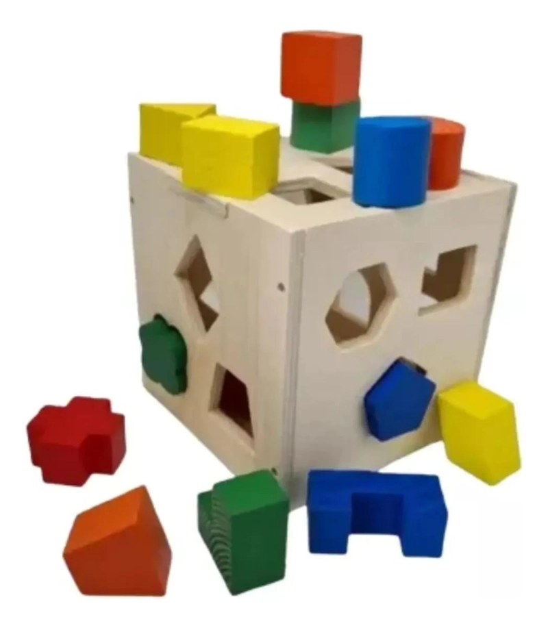 JUEGO DE ENCAJE CUBO DE MADERA CON FIGURAS GEOME TRICAS - 2