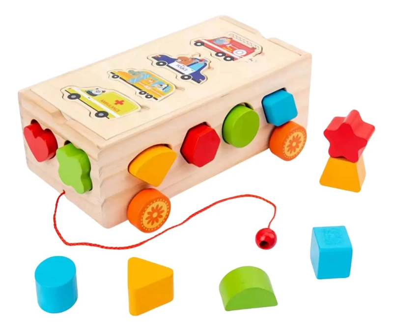 JUEGO DE ENCAJE Y ARRASTRE DE MADERA PARA NIÑOS - 1