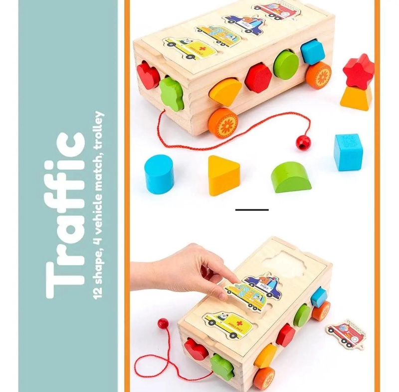 JUEGO DE ENCAJE Y ARRASTRE DE MADERA PARA NIÑOS - 4
