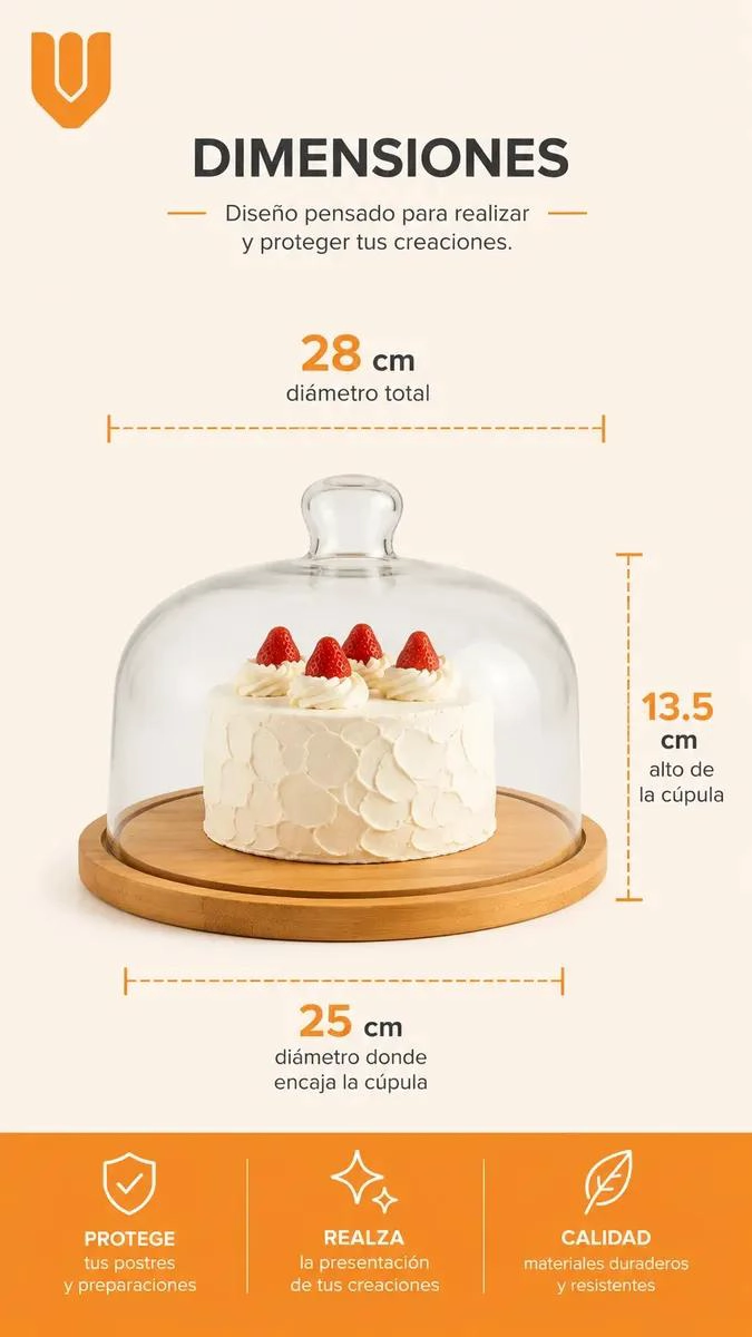 BASE REDONDA DE BAMBU PARA TORTAS Y CUPCAKES - 2