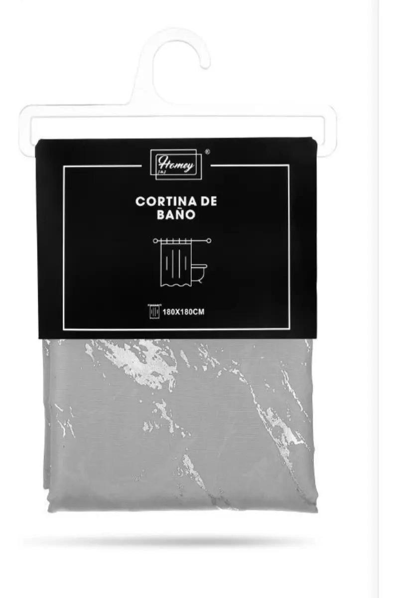 CORTINA DE BAÑO ALTA CALIDAD CON 6 DISEÑOS EN GRIS - 2