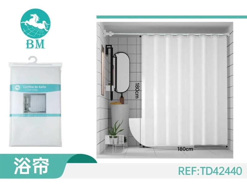 CORTINA DE BAÑO BLANCA LISA 180X180 CM - 3