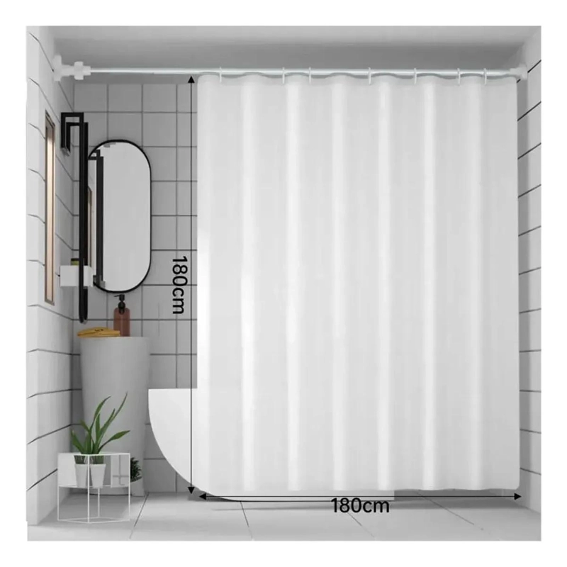 CORTINA DE BAÑO BLANCA LISA 180X180 CM - 4