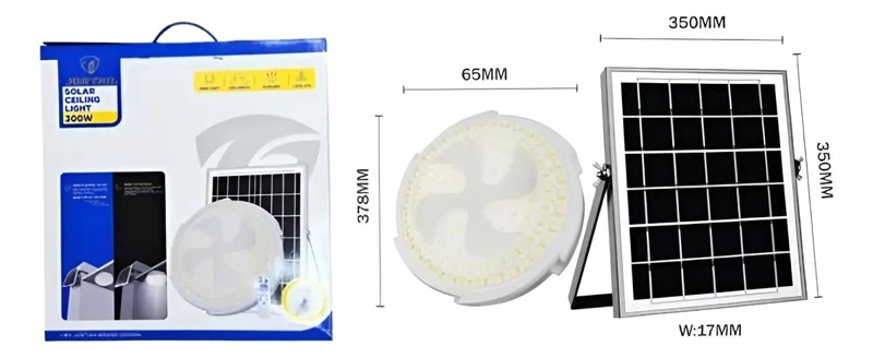 LAMPARA LED INTELIGENTE 300W CON PANEL SOLAR Y CONTROL - 2