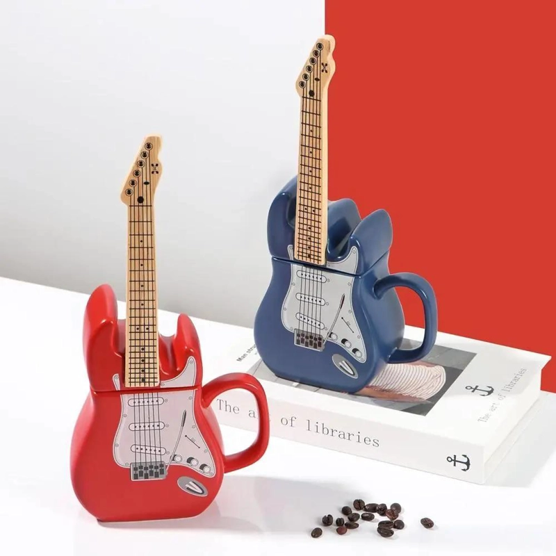 TAZON DE CERAMICA XL CON DISEÑO 3D DE GUITARRA - 2