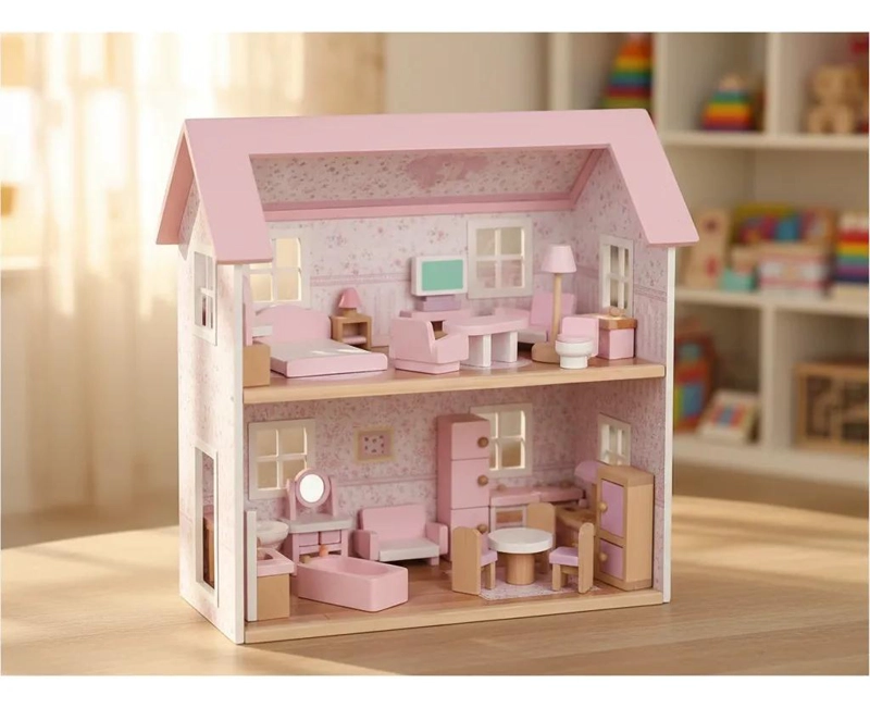 JUEGO DE MUEBLES DE MADERA PARA CASA DE MUÑECAS 22 PIEZAS - 1