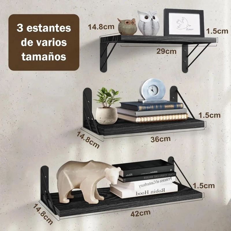 REPISAS FLOTANTES DE MADERA MULTIPROPOSITO PARA BAÑO - 2