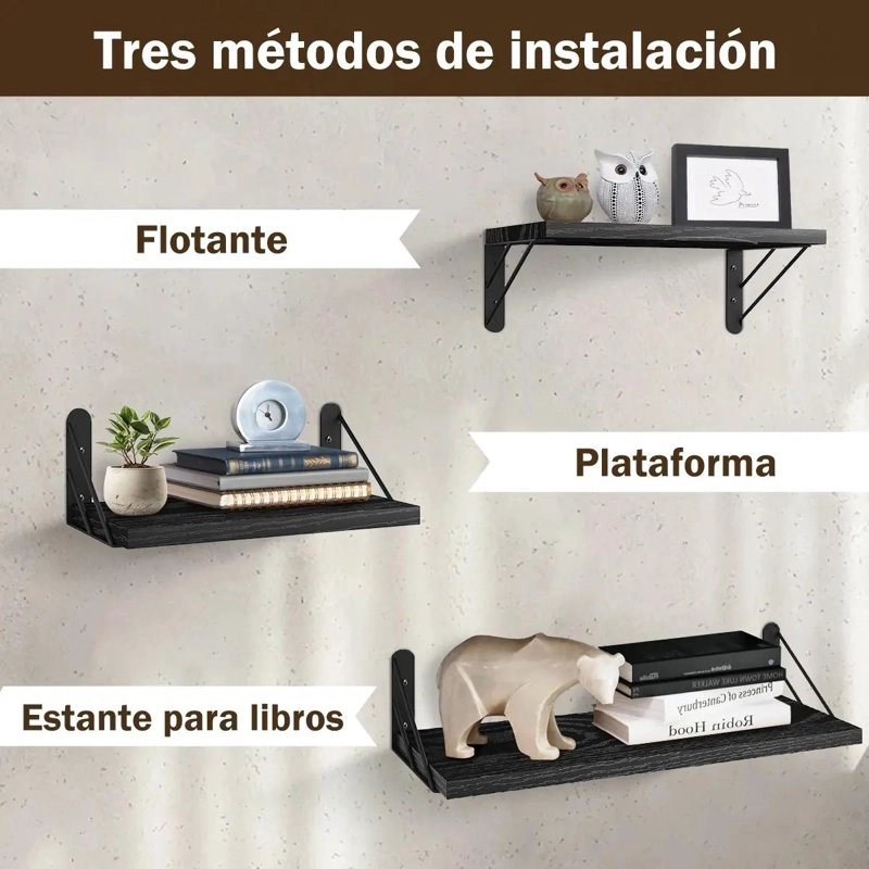 REPISAS FLOTANTES DE MADERA MULTIPROPOSITO PARA BAÑO - 3