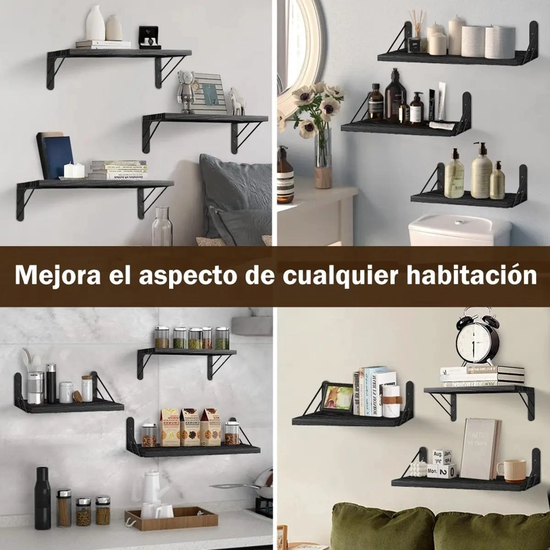 REPISAS FLOTANTES DE MADERA MULTIPROPOSITO PARA BAÑO - 4