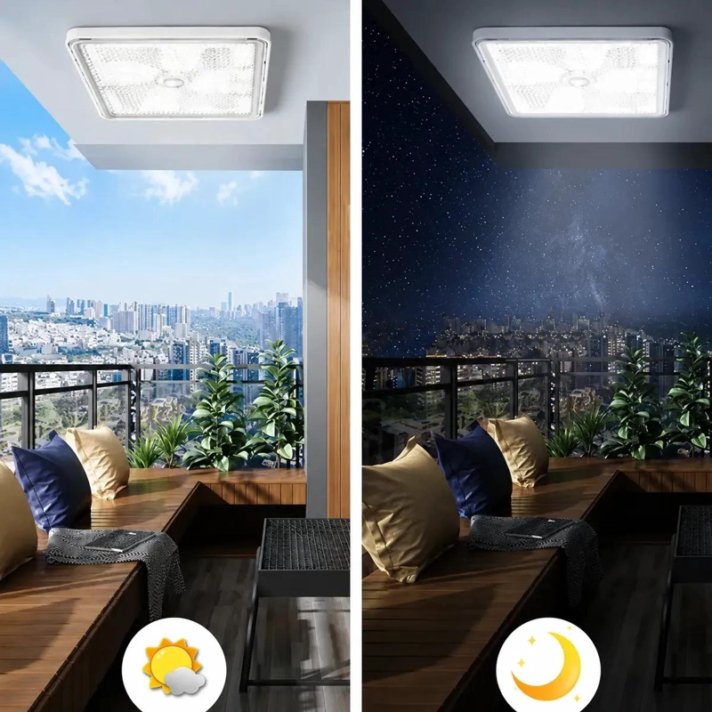 LAMPARA SOLAR EXTERIOR 300W LED LUZ FRIA CON CONTROL - 5
