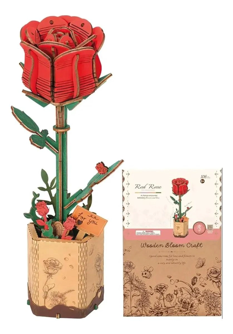 PUZZLE 3D FLORES DE MADERA RED ROSE - 2
