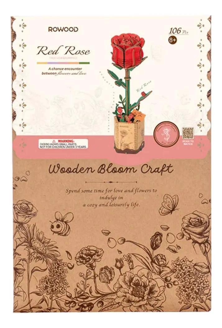 PUZZLE 3D FLORES DE MADERA RED ROSE - 3