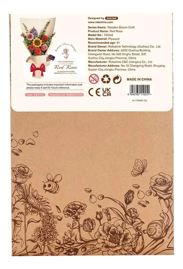 PUZZLE 3D FLORES DE MADERA RED ROSE - 4