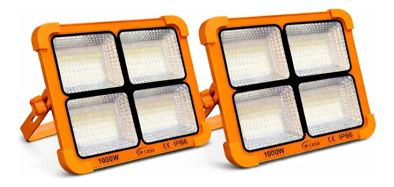 FOCO SOLAR RECARGABLE 1000W PARA EXTERIOR PACK 2 - 1