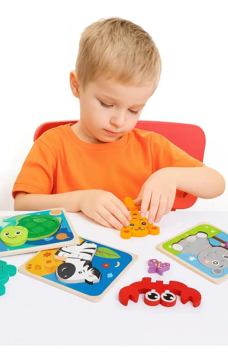 PACK 6 PUZZLES DE ENCAJE DIDACTICOS DE MADERA PARA NIÑOS - 2