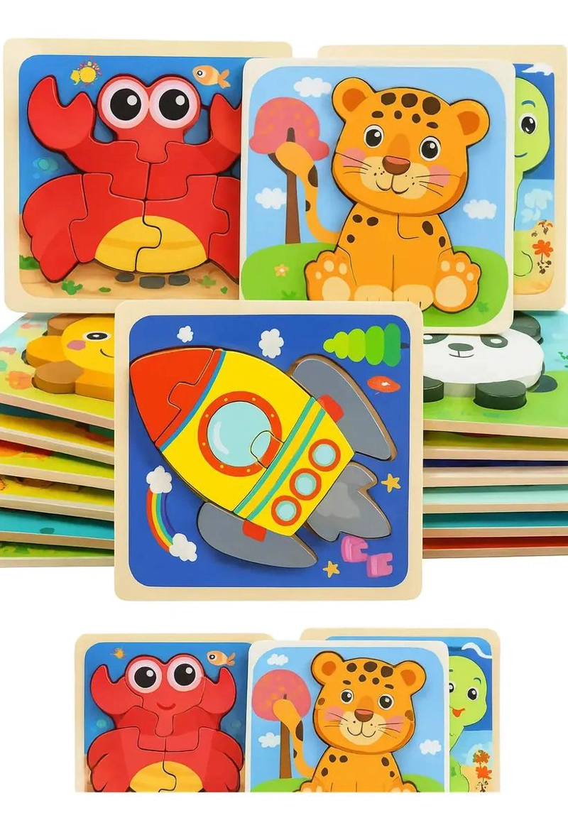 PACK 6 PUZZLES DE ENCAJE DIDACTICOS DE MADERA PARA NIÑOS - 3