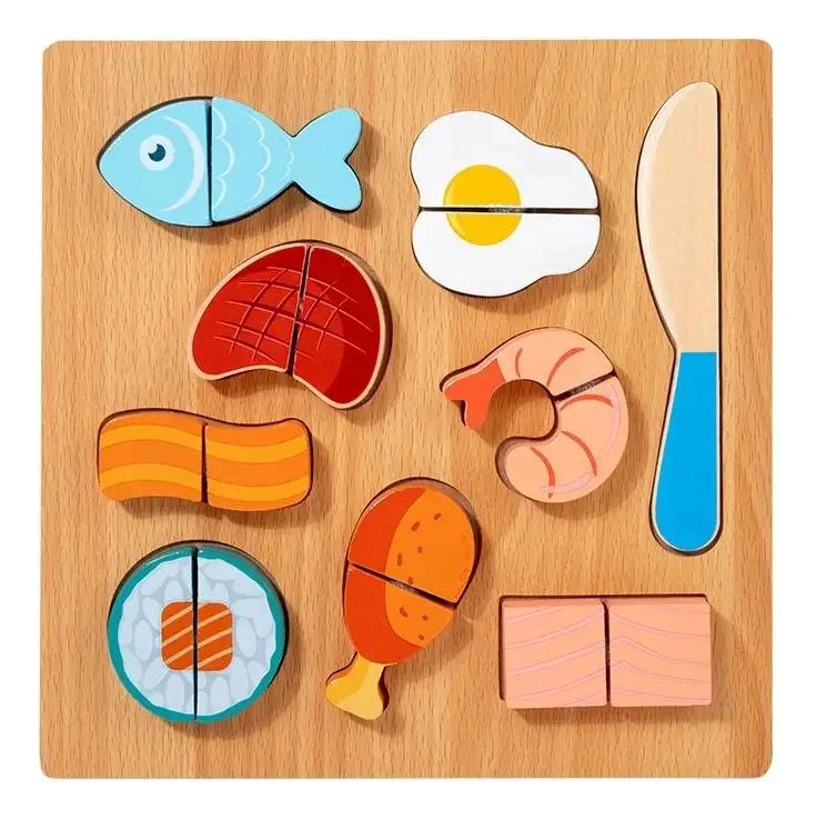 PUZZLE DIDACTICO DE MADERA PARA CORTAR ALIMENTOS - 4