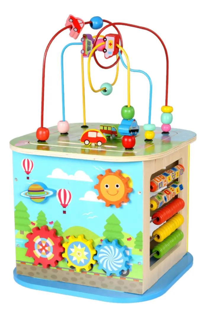 CUBO DIDACTICO DE MADERA 5 EN 1 CENTRO DE ACTIVIDADES - 1