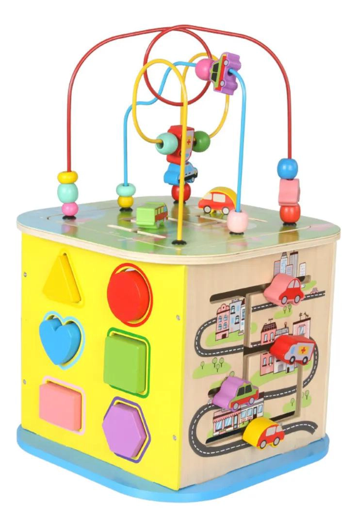 CUBO DIDACTICO DE MADERA 5 EN 1 CENTRO DE ACTIVIDADES - 4