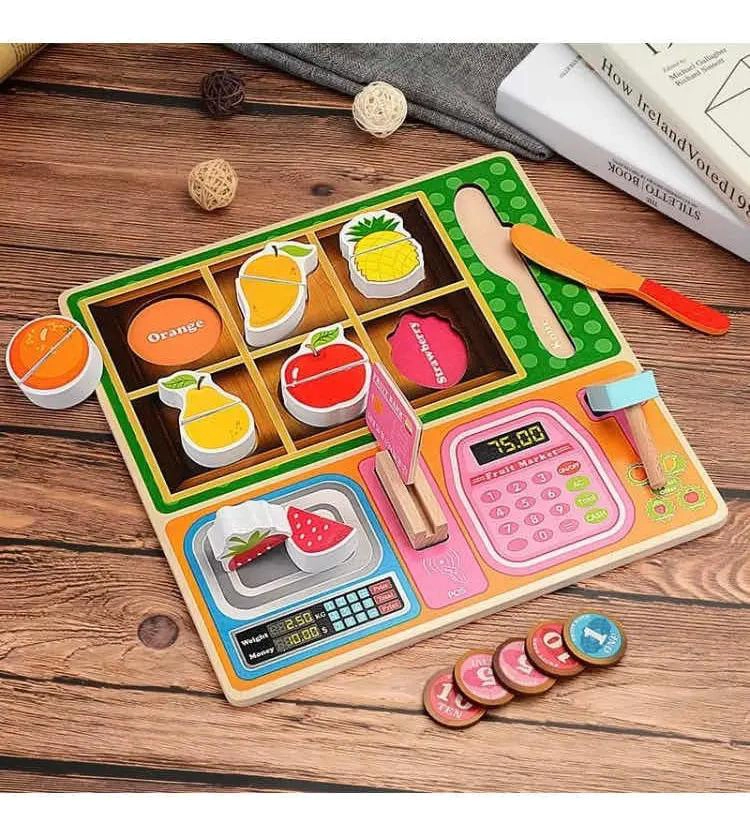 JUEGO CAJA REGISTRADORA DE MADERA PARA NIÑOS - 2