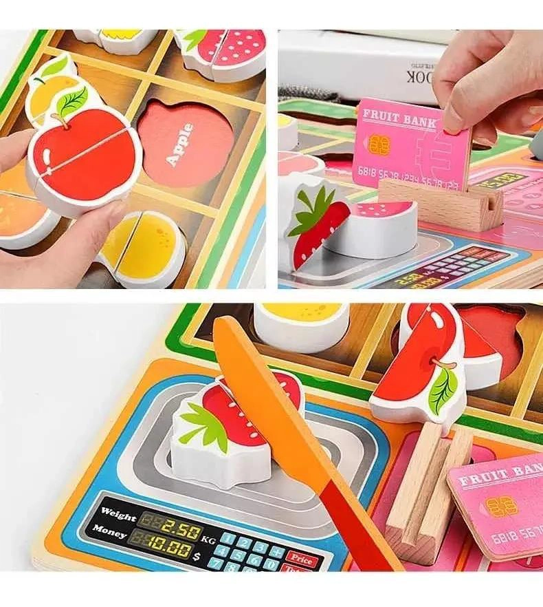 JUEGO CAJA REGISTRADORA DE MADERA PARA NIÑOS - 5