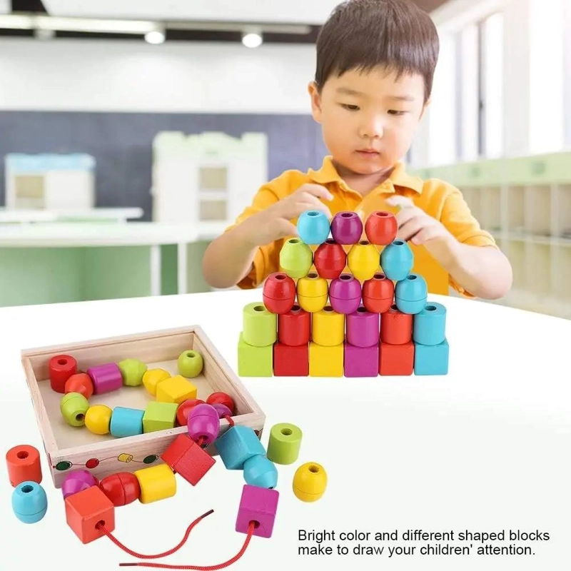 JUEGO DIDACTICO DE ENHEBRAR 30 PIEZAS DE MADERA - 4