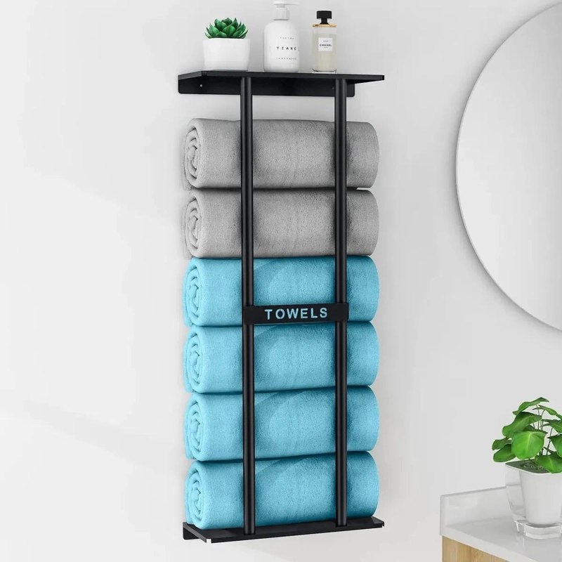 REPISA ESTANTE PARA BAÑO CON PORTA TOALLAS - 2