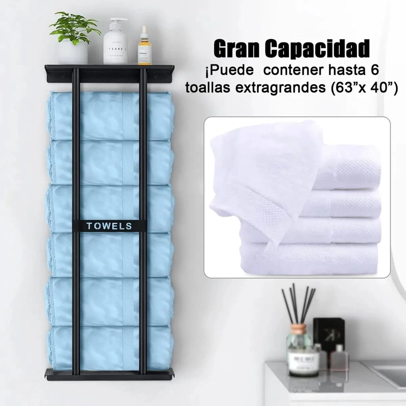 REPISA ESTANTE PARA BAÑO CON PORTA TOALLAS - 3