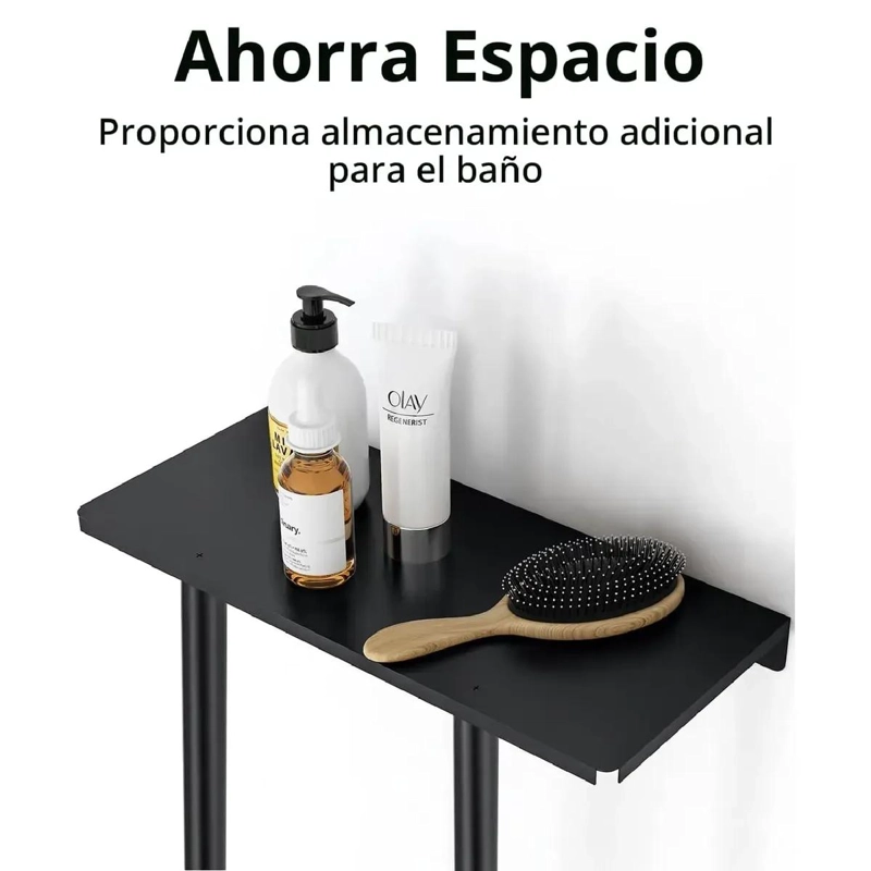 REPISA ESTANTE PARA BAÑO CON PORTA TOALLAS - 4