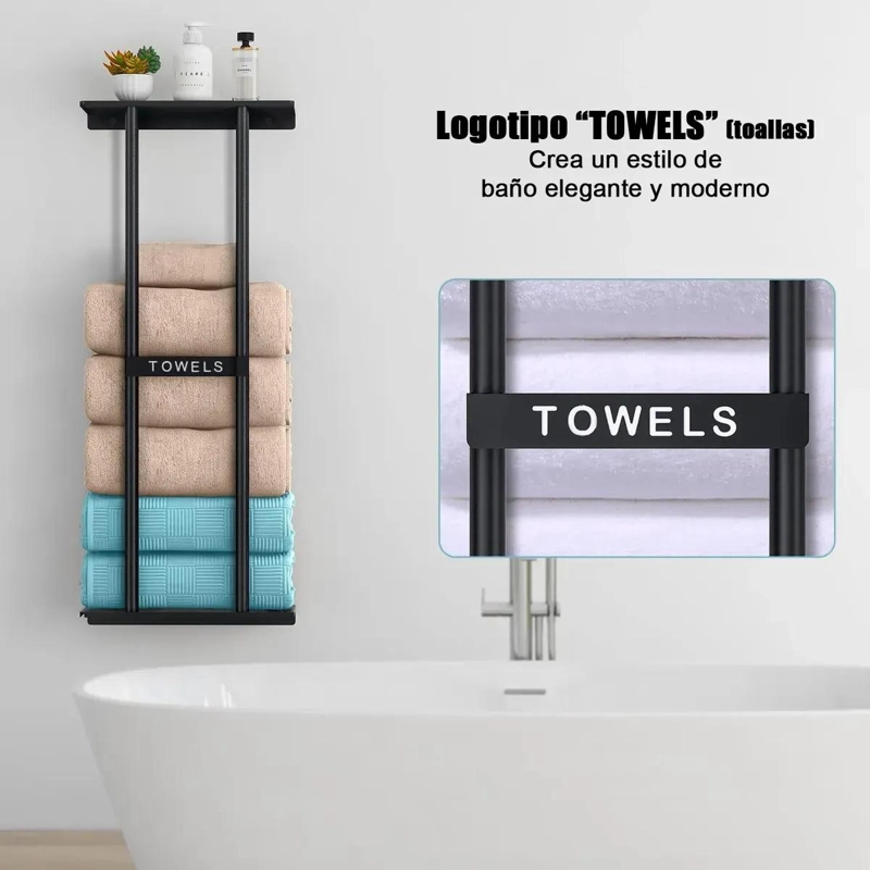 REPISA ESTANTE PARA BAÑO CON PORTA TOALLAS - 5