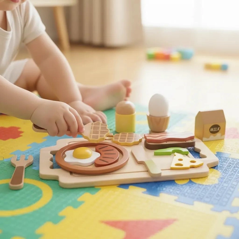JUEGO DIDACTICO DE DESAYUNO EN MADERA PARA NIÑOS - 2