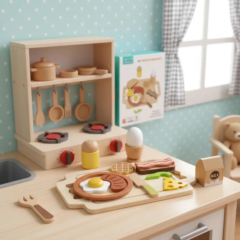 JUEGO DIDACTICO DE DESAYUNO EN MADERA PARA NIÑOS - 4